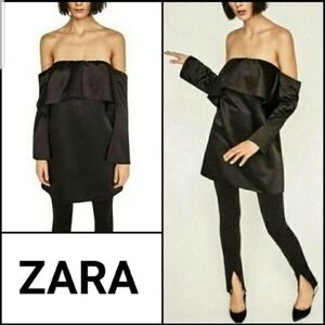 ZARA NWT Satin Off the Shoulder Tunic Blouse M! SOLD OUT ONLINE